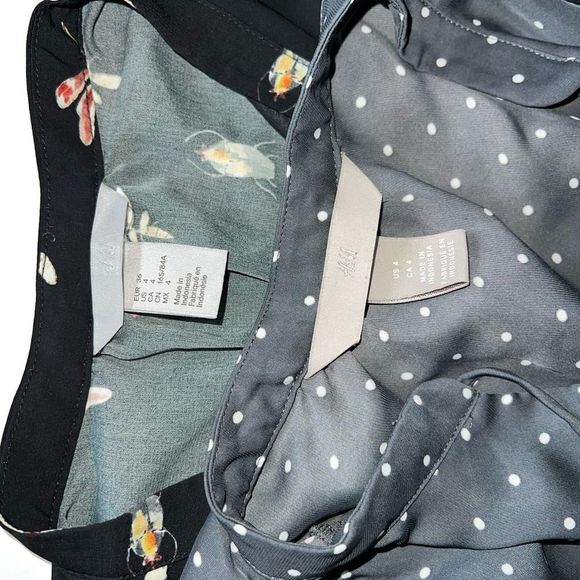 HM DRESS LOT OF 2 XS/S size 4 gray polka dot black yellow bugs - Picture 7 of 8